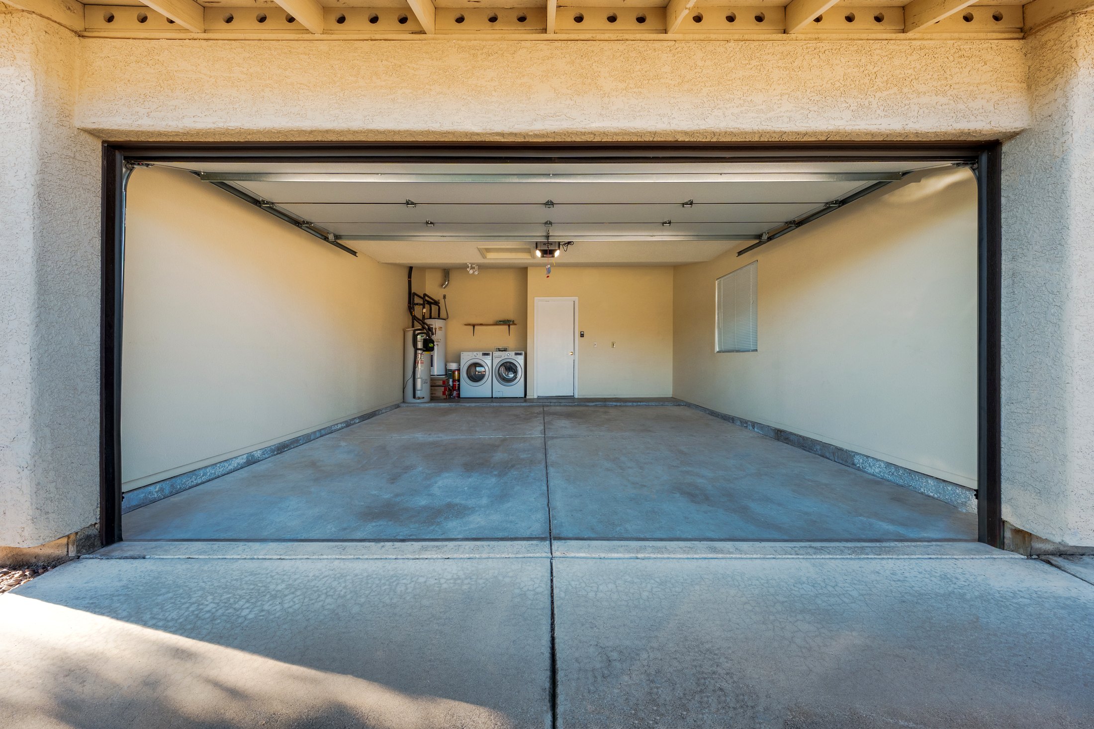Two-car garage interior.