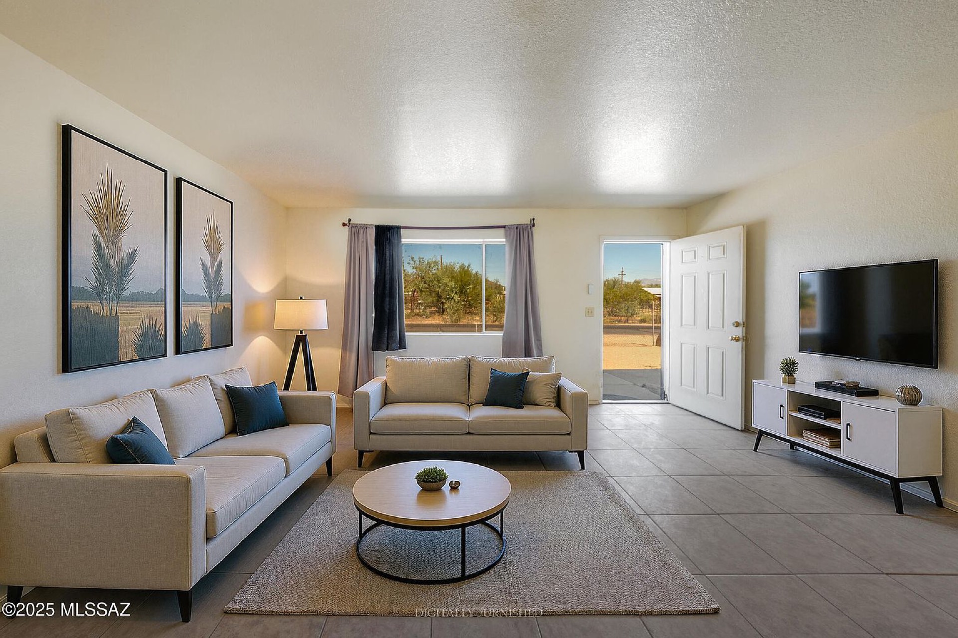 Living area, virtually staged
