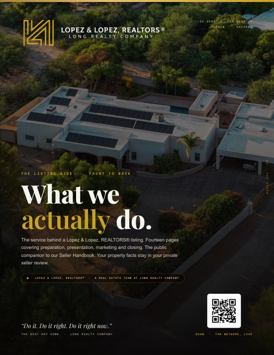 The Listing Booklet cover: What we actually do.