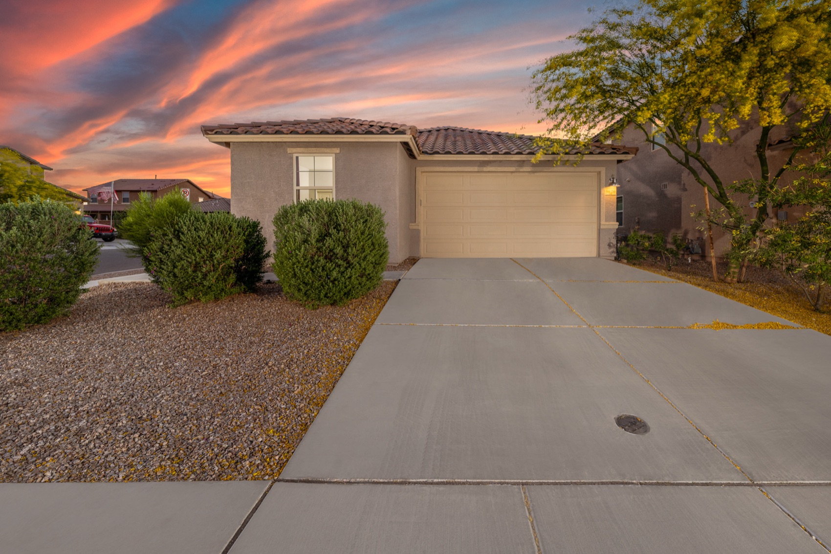 Tucson property framed by desert landscape