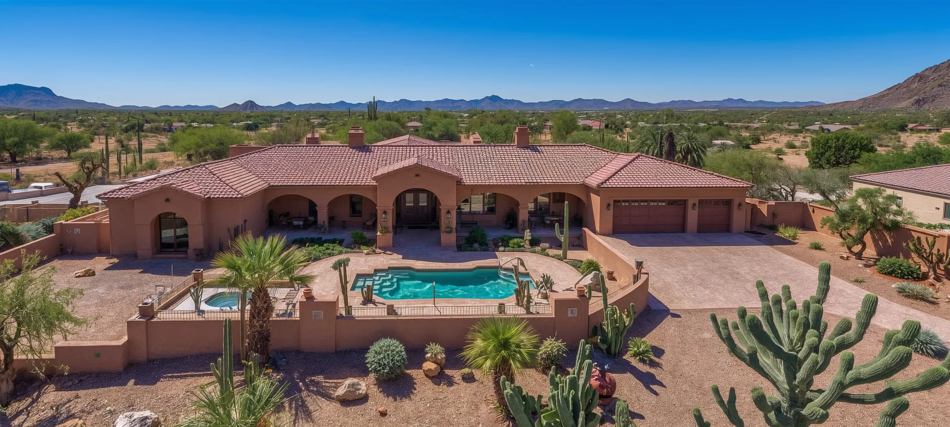 Wide view of the property from the corner lot
