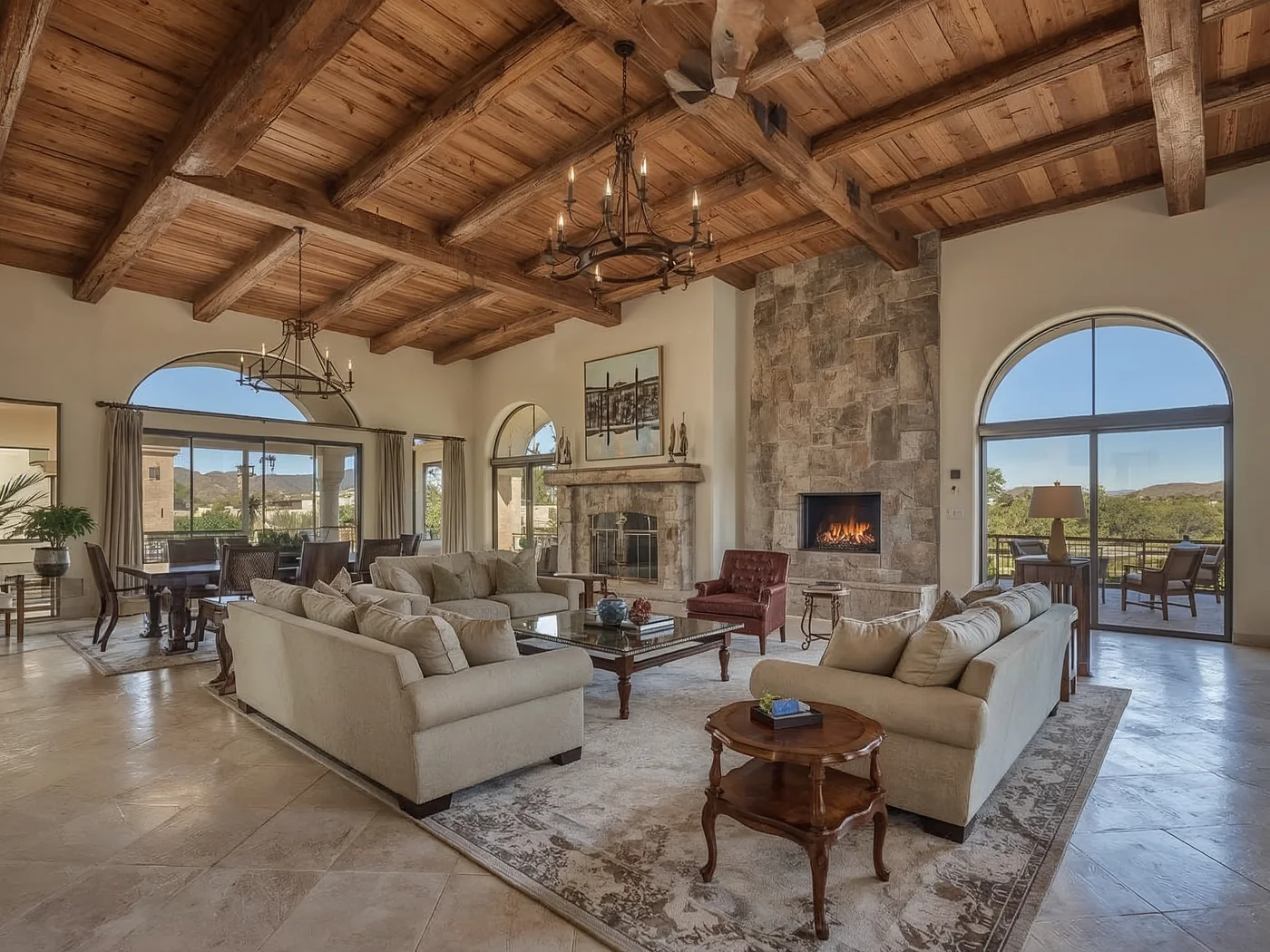Great room with imported wood floors