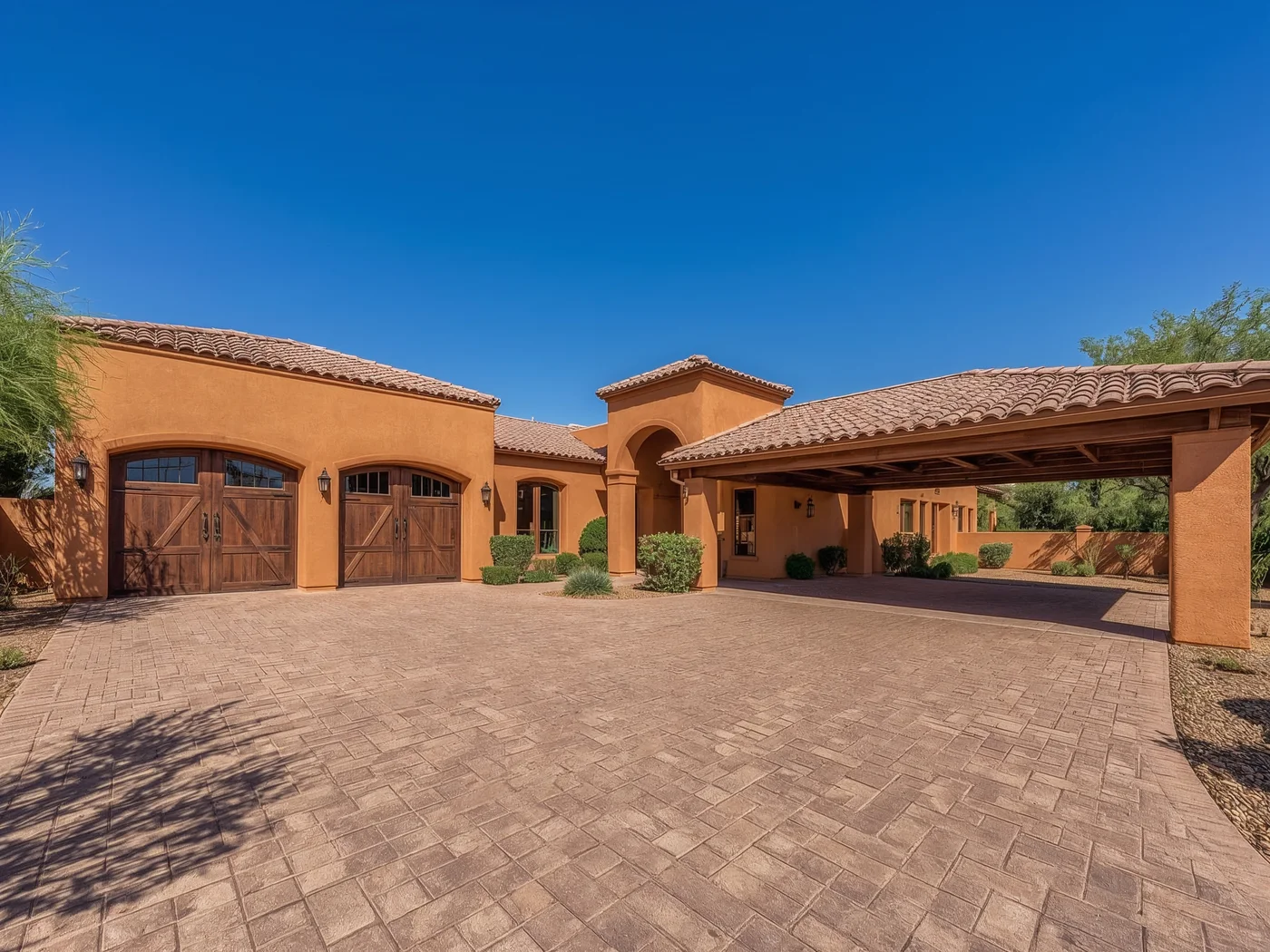 Six-car garage and carport