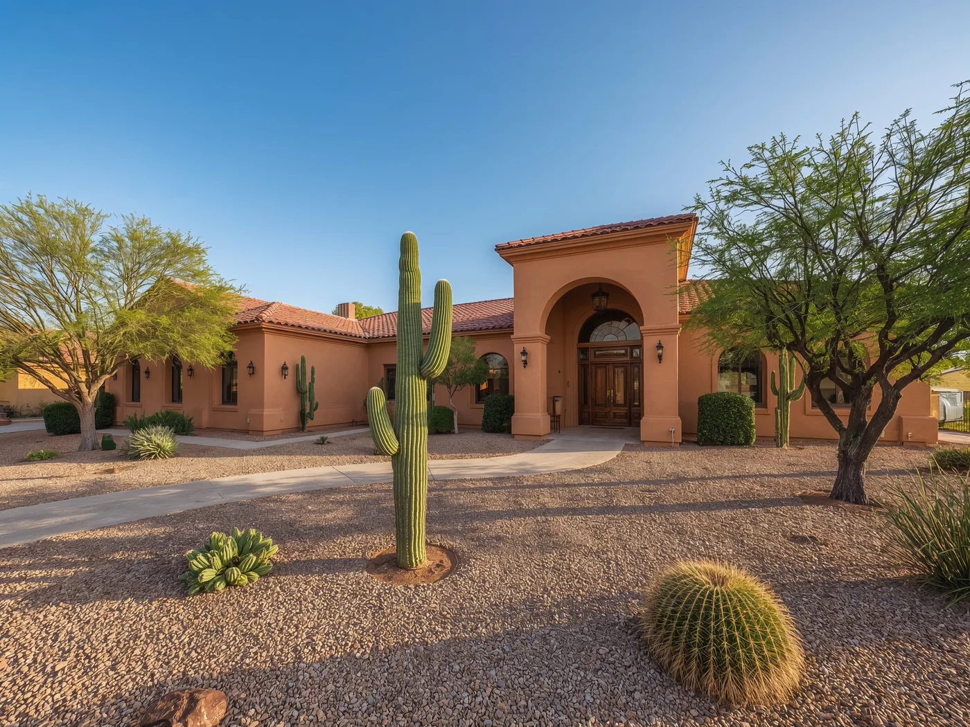 Front elevation · burnt-adobe Mediterranean