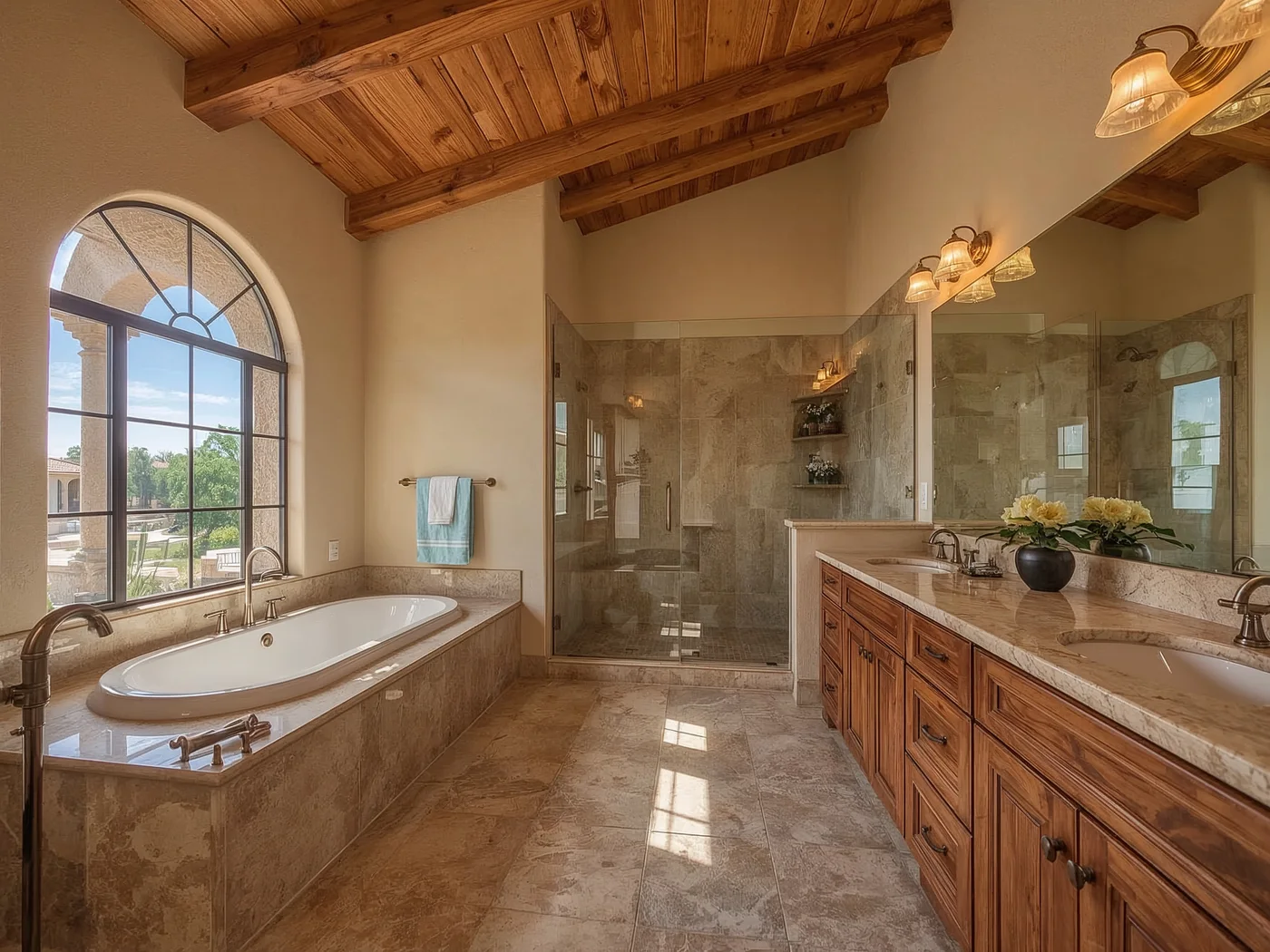 Primary bath · jetted tub + walk-in shower
